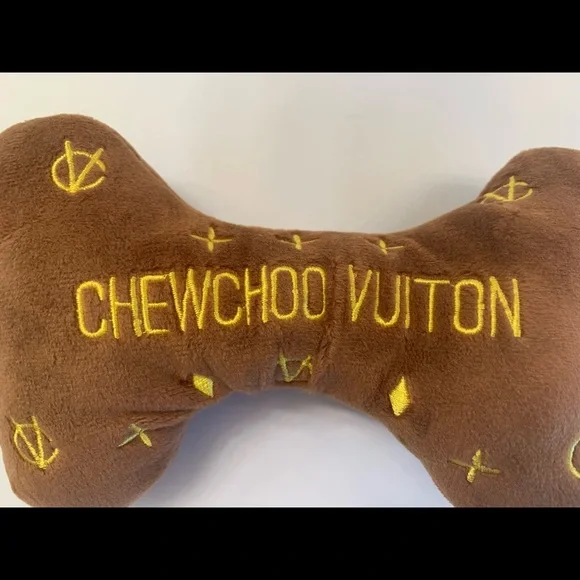 ChewChoo Vuiton Plush Pet Bone - Designer Dog - Squeak Toy - NWT - Picture 1 of 6
